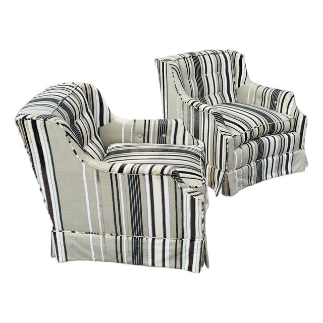 Vintage Pair of Club Chairs, Reupholstered For Sale