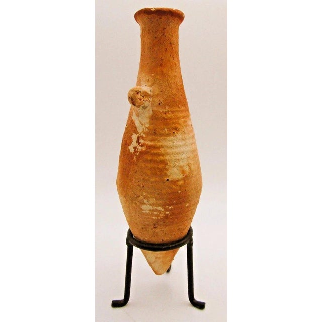 Ancient Terracotta Elongated Piriform Body Transport Amphora on Stand For Sale - Image 4 of 13