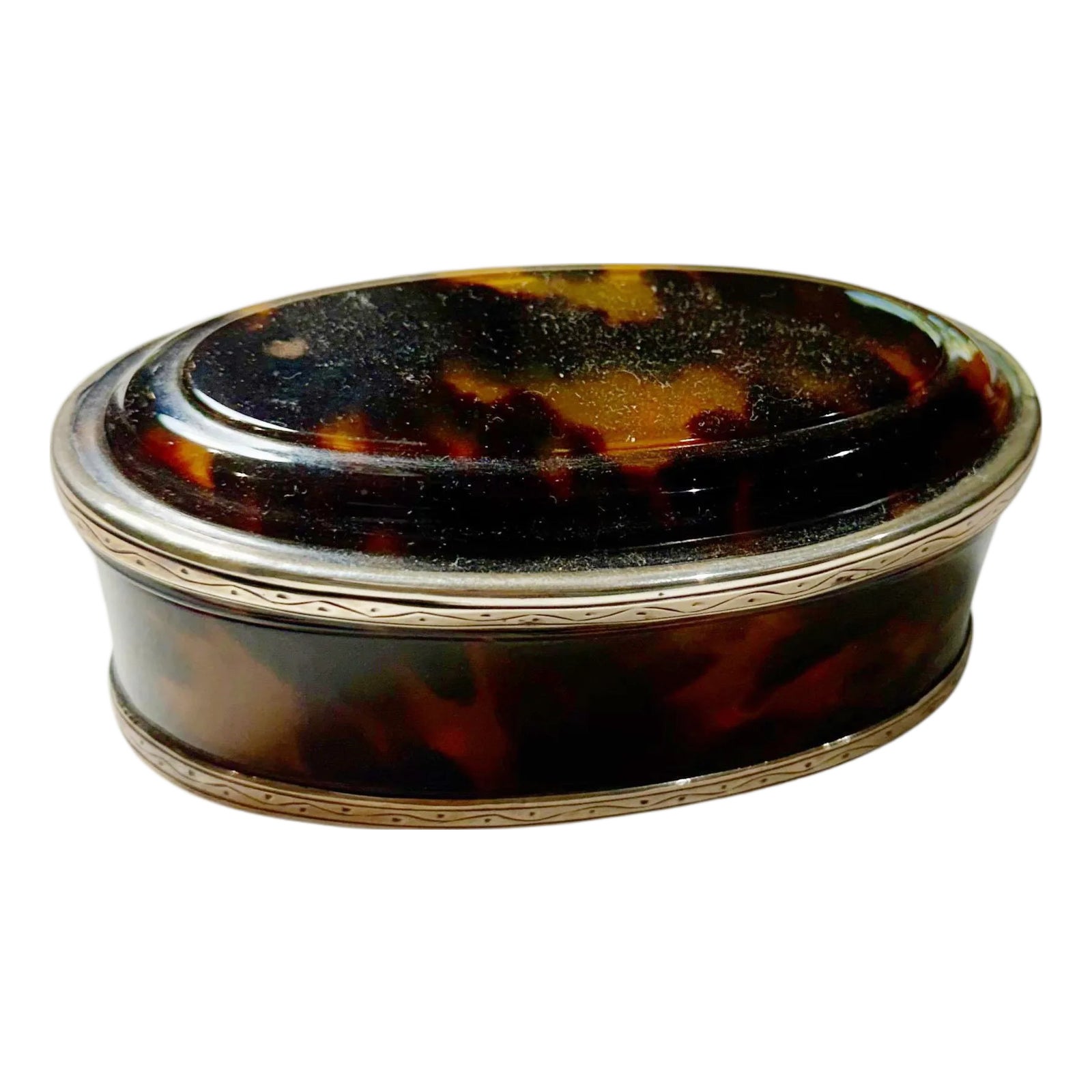19th Century Fabulous Faux Tortoise Shell Box Sterling Silver Mounts ...