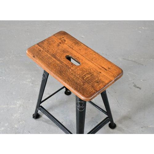 Bauhaus Industrial Factory Stool by Rowac, 1920s For Sale - Image 3 of 8