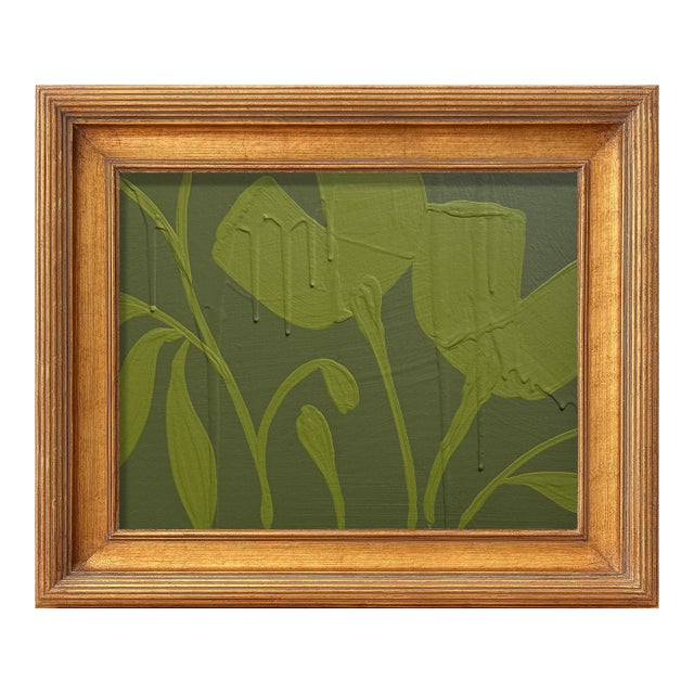 Ron Giusti Mini Poppy Forest Avocado Acrylic Painting For Sale