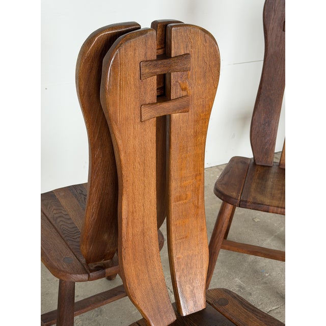 Wood Mid-Century Modern Brutalist Oak Dining Chair, 1960s For Sale - Image 7 of 10