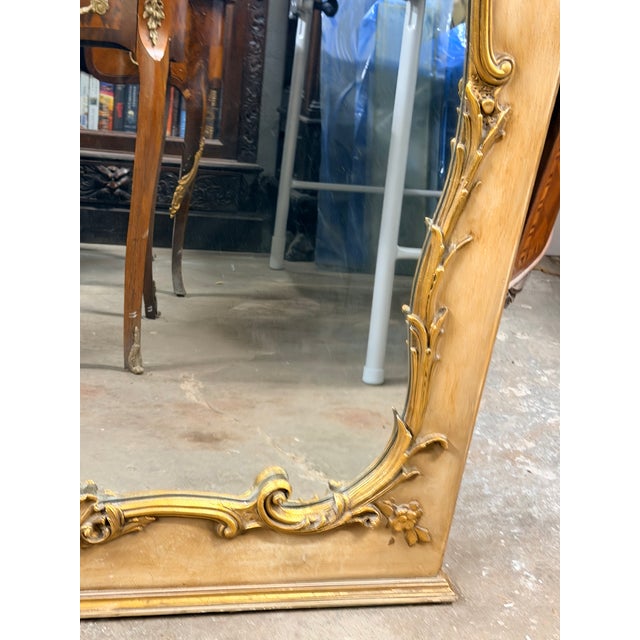 Vintage French Louis XV Style Painted and Parcel Gilt Trumeau Mirror For Sale - Image 9 of 9