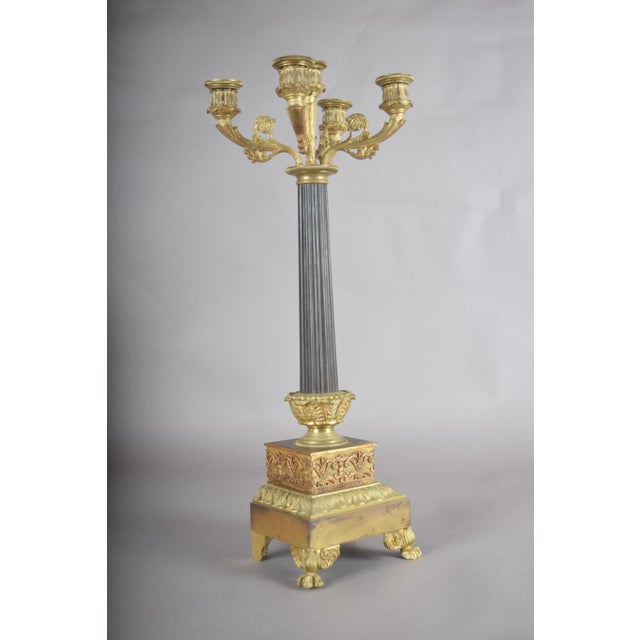 19th Century French Gilt Bronze Five-Light Candelabrum with Fluted Column For Sale - Image 9 of 10