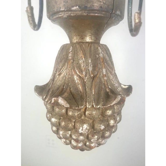 Six Light Italian Style Silvered Wood Chandelier For Sale - Image 11 of 12