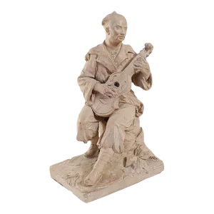Early 20th Century Plaster Sculptural Figure of Asian Man Playing Viola