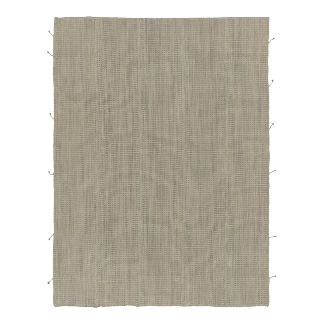 Rug & Kilim’s Contemporary Kilim, Beige with Gray Textural Stripes For Sale