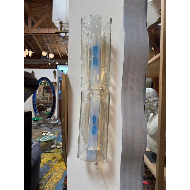 1970s Pair of Italian Murano Glass Double Sconces by Mazzega For Sale - Image 5 of 7