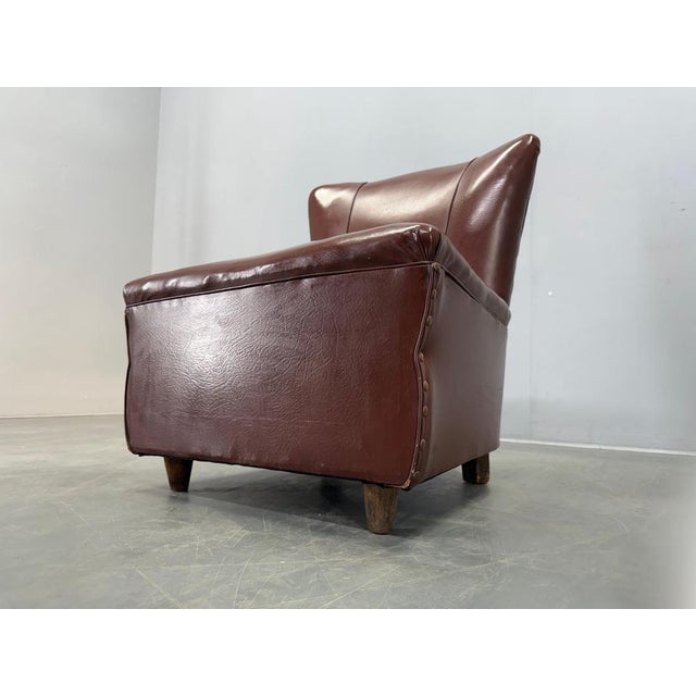 Wood Mid-Century Italian Leatherette Lounge Chair, 1950s For Sale - Image 7 of 15