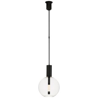 Kelly Wearstler for Visual Comfort Signature Nye Globe Pendant in Bronze with Clear Glass For Sale