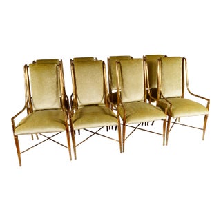 Mid 20th Century Vintage Mastercraft Brass Imperial Dining Chairs by Weiman / Warren Lloyd for Mastercraft -Set of 8 For Sale