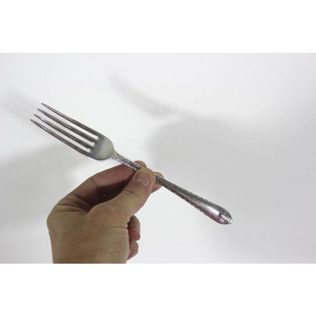 1940 Set of 4 Vintage Silverplate Dinner Forks, Wm Rogers Is Exquisite Pattern, Four Plated Silver Plate Long Fork For Sale - Image 9 of 9