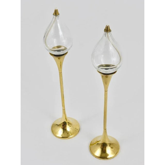 Gold Mid-Century Oil Lamp Candleholder by Freddie Andersen, Denmark, 1970s For Sale - Image 8 of 12