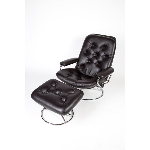 1960 S Black Leather Ekornes Stressless Chair Chairish