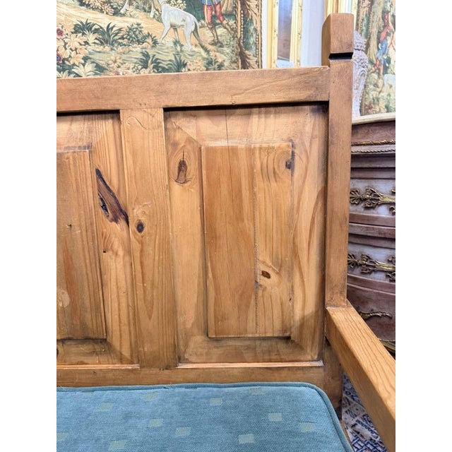 Vintage Mexican High-Back Bench in Pine with Storage For Sale - Image 6 of 8