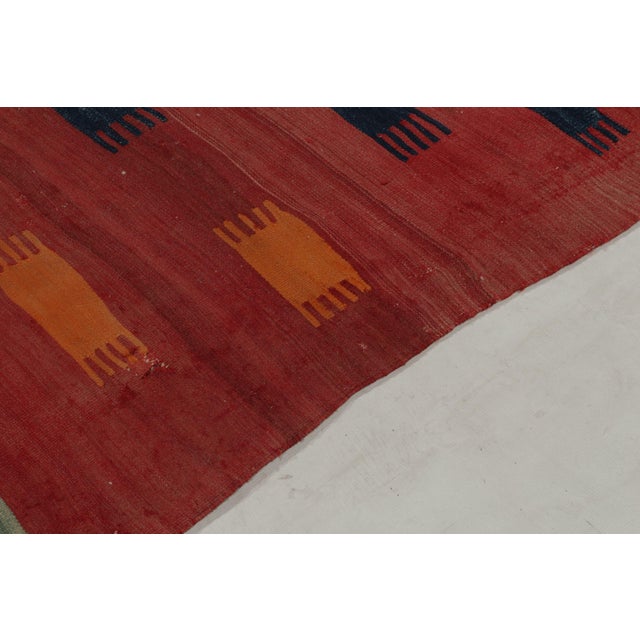 1920s Antique Tribal Kilim Rug in Red, Blue and Orange Tribal Geometric Pattern For Sale - Image 5 of 6