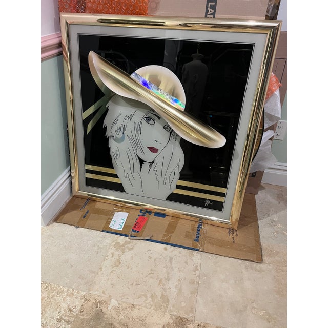 Vintage Postmodern 3D Golden Lady Portrait Brass Art For Sale - Image 12 of 12