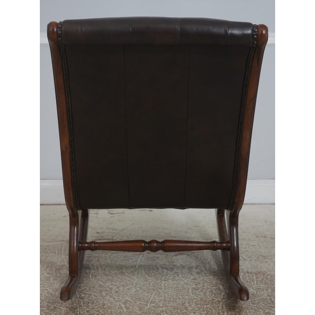 Brown Tufted Leather Rocking Chair For Sale - Image 4 of 18