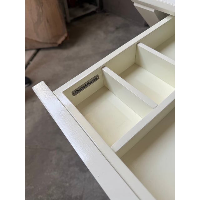 White desk with three drawers Designed by Mark Daniel of Slate Solid hardwood frame Ash veneer top with solid wood edge...