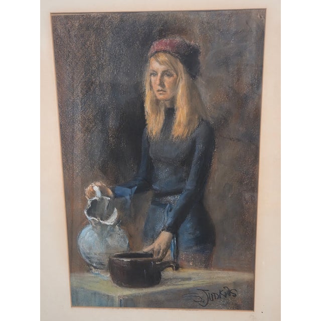 Best known for her floral watercolors, this piece is an opportunity to own a unique Sylvia Judkins portrait done in oil...