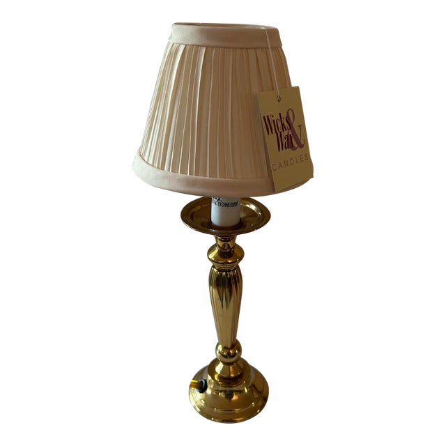 Vintage Brass Candlestick Table Lamp For Sale