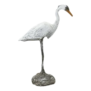 English 20th Century Signed Egret Statue