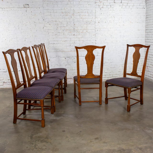 Baker Furniture Company Late 20th Century Georgian Style Baker Dining Chairs W/Solid Splat & Turned Front Legs Set of 6 For Sale - Image 4 of 18