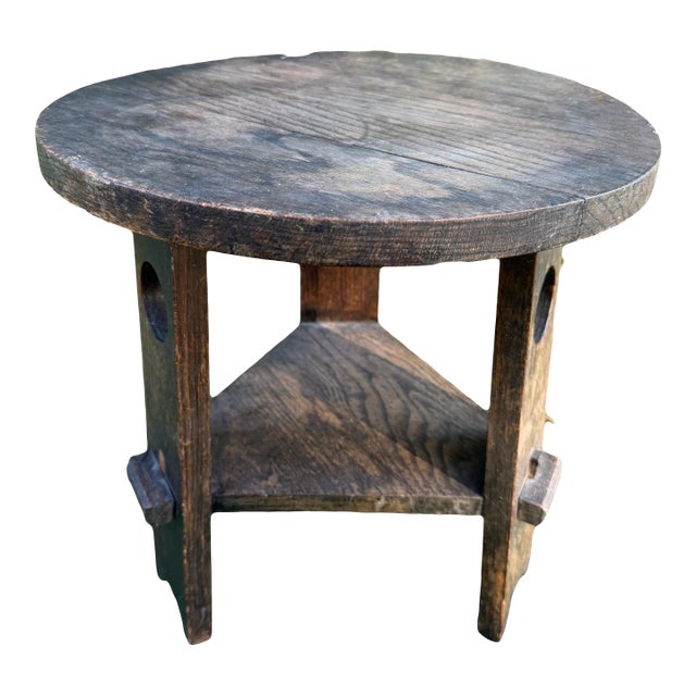 Antique Arts and Crafts Two-Tiered Side Table Tabouret or Plant Stand in the Manner of Gustav Stickley For Sale