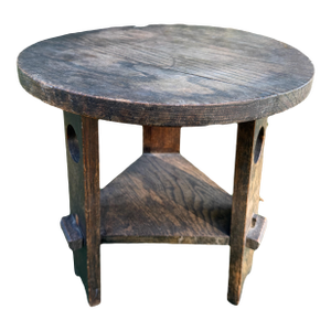Antique Arts and Crafts Two-Tiered Side Table Tabouret or Plant Stand in the Manner of Gustav Stickley