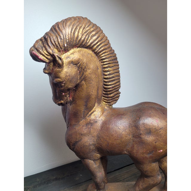 Hollywood Regency Bronze-Finished Plaster Stallion Sculpture For Sale - Image 10 of 12