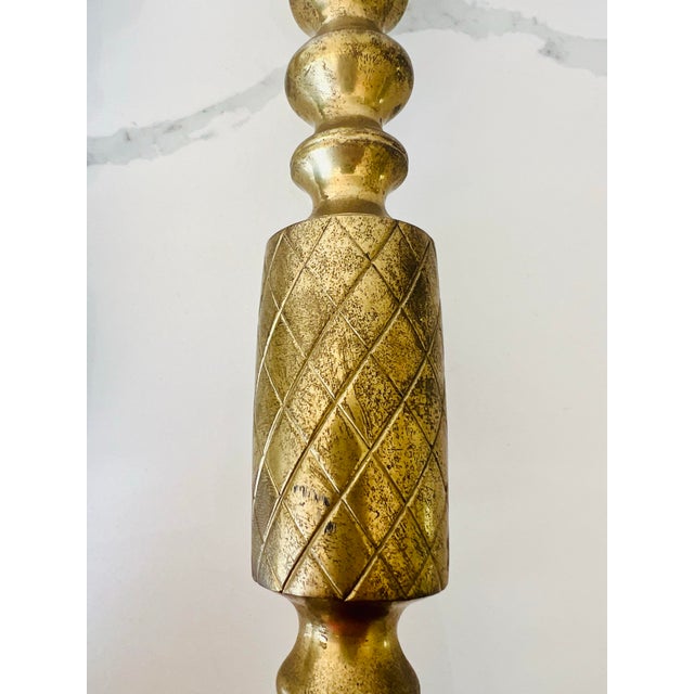 Brass Vintage Brass Candlesticks a Pair For Sale - Image 8 of 9