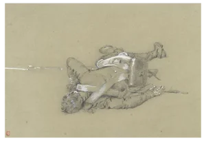 Ernest Crofts RA, Fallen Soldier, Imperial Guard, Waterloo, Late 19th Century, Graphite Drawing
