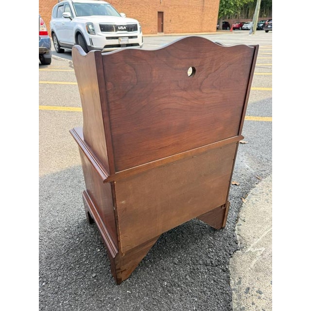 Pair of Chippendale Style Vintage Solid Cherry Wood Nightstands by Henkel Harris For Sale - Image 12 of 17
