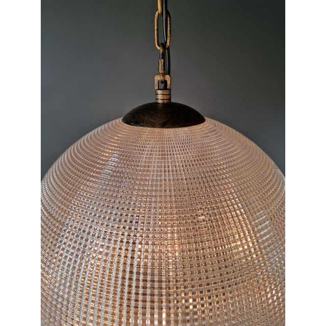 Brown Art Deco Paris Street Lamp Style Prismatic Glass Globe Pendant Chandelier For Sale - Image 8 of 11