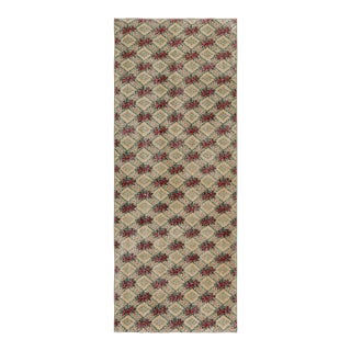 Vintage Zeki Müren Runner Rug in Red With Geometric Patterns, From Rug & Kilim For Sale