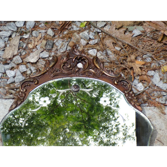 Vintage Art Deco Venetian Style Etched Wall Mirror For Sale - Image 9 of 12