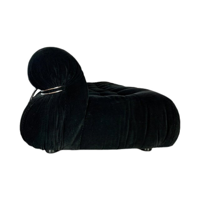 1970s Black Corduroy 3-Seater Soriana Sofa by Afra & Tobia Scarpa for Cassina, 1972 For Sale - Image 5 of 13