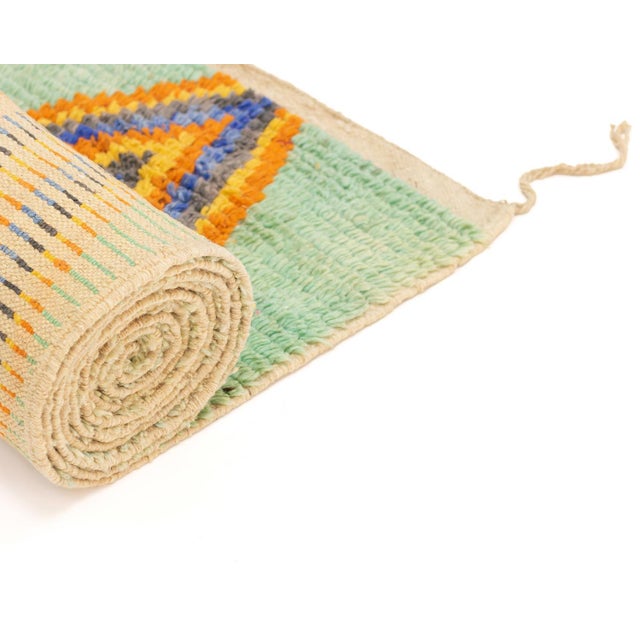 Contemporary Colorful Diamond Hand-Knotted Moroccan Wool Runner | 15'9" X 2'3" | One of a Kind For Sale - Image 3 of 8