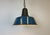 Industrial Blue Enamel Factory Lamp with Cast Iron Top, 1960s For Sale - Image 17 of 18