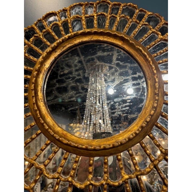 Mid 20th Century Vintage Carved and Giltwood Italian Sunburst Mirror For Sale - Image 5 of 5