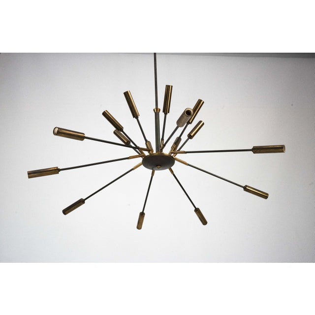 Stilnovo Brass Sputnik 16-Arm Chandelier from Stilnovo, Italy, 1950s For Sale - Image 4 of 12