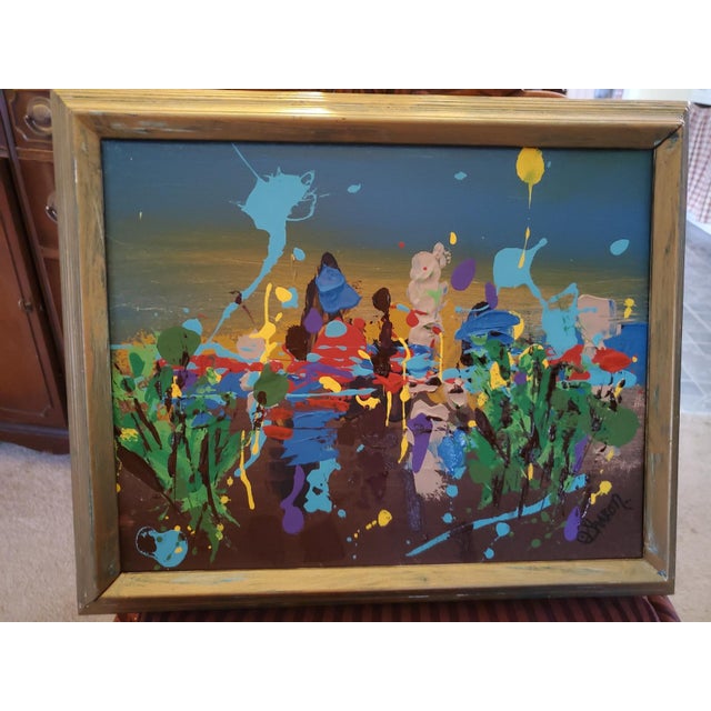 "Midnight at the Oasis" Contemporary Abstract Mixed-Media Painting, Framed For Sale In Nashville - Image 6 of 6