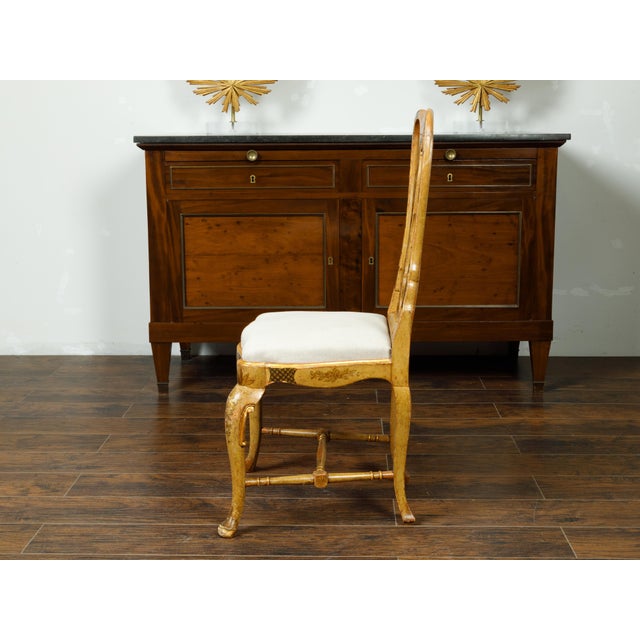 Wood English 1920s Queen Anne Style Side Chair with Painted Birds, Trees and Flowers For Sale - Image 7 of 10
