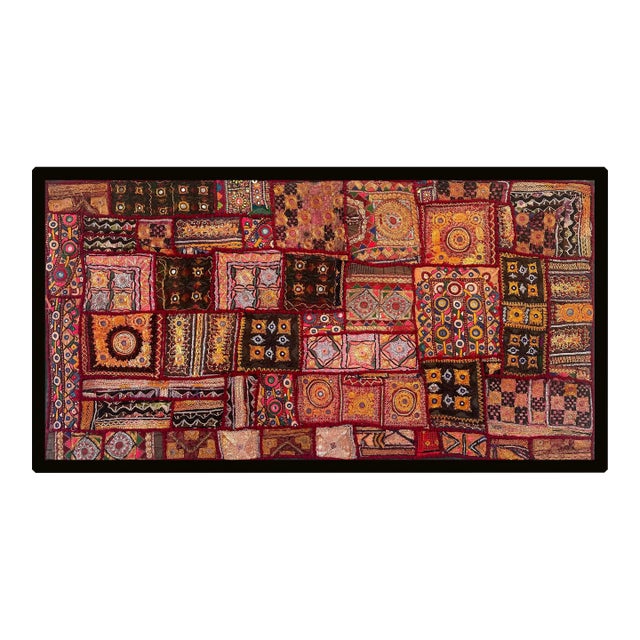 Vintage Patchwork Hand Embroidered Wall Hanging Zari For Sale