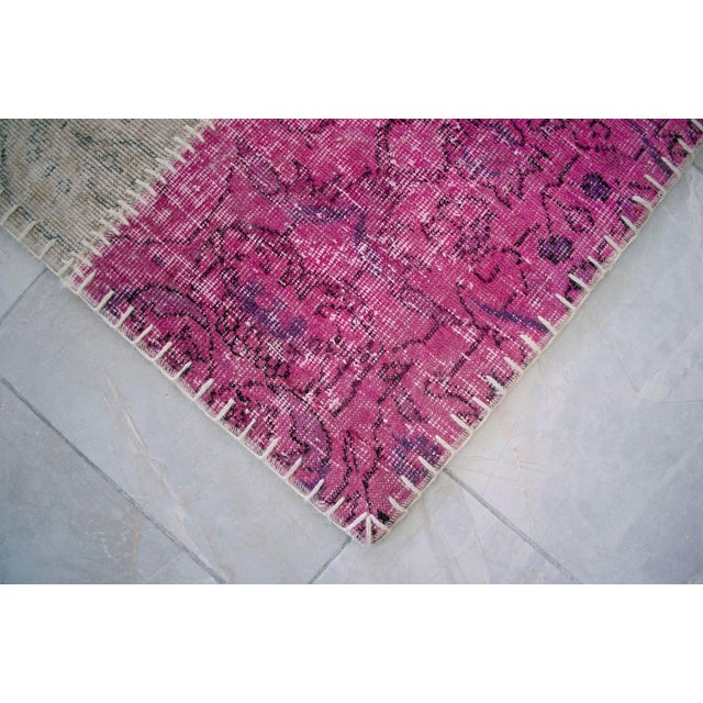 Vibrant Pink & Red Turkish Rug Hand Knotted Handstitched Floor Art Room Decor - 4'x5'11" For Sale - Image 10 of 17