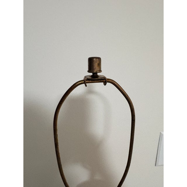 Vintage Marbled Onyx Style Table Lamp in Warm Amber & Cream With Brass Base For Sale - Image 10 of 11