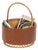 Mid-Century Italian Rattan and Leather Basket, 1970s For Sale