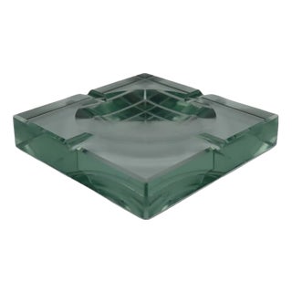 Mid-Century Modern Green Crystal Ashtray from Fontana Arte, Italy, 1960s For Sale