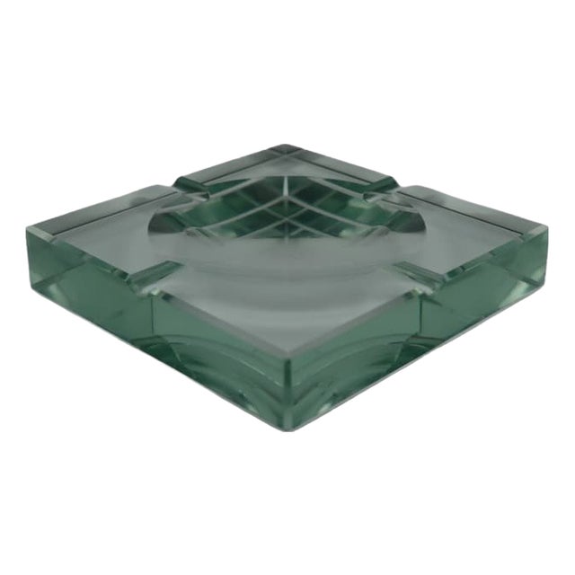 Mid-Century Modern Green Crystal Ashtray from Fontana Arte, Italy, 1960s For Sale