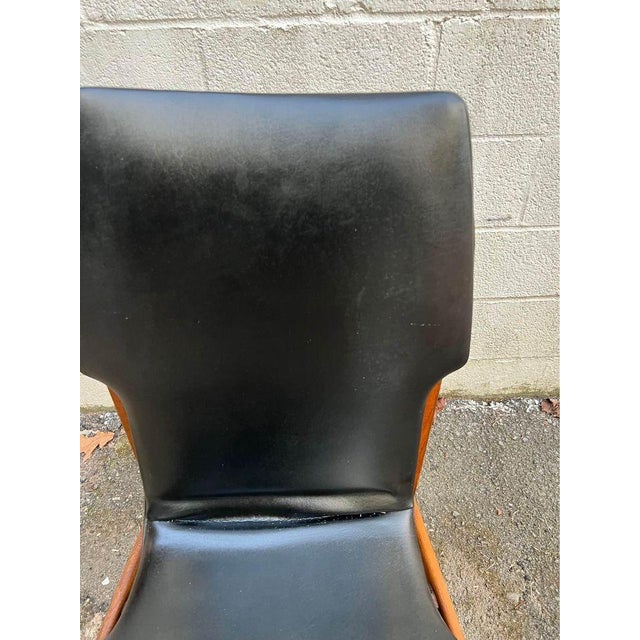 1960s Set of 4 Lane First 1st Edition Arne Vodder Style Walnut and Vinyl Highback Dining Chairs For Sale - Image 5 of 11